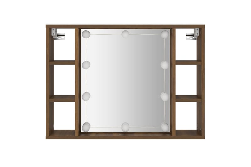 beBasic Speilskap med LED brun eik 76x15x55 cm - Brun - Hus & oppussing - Kjøkken & bad - Baderom - Baderomsmøbler & baderomsinnredning - Speilskap