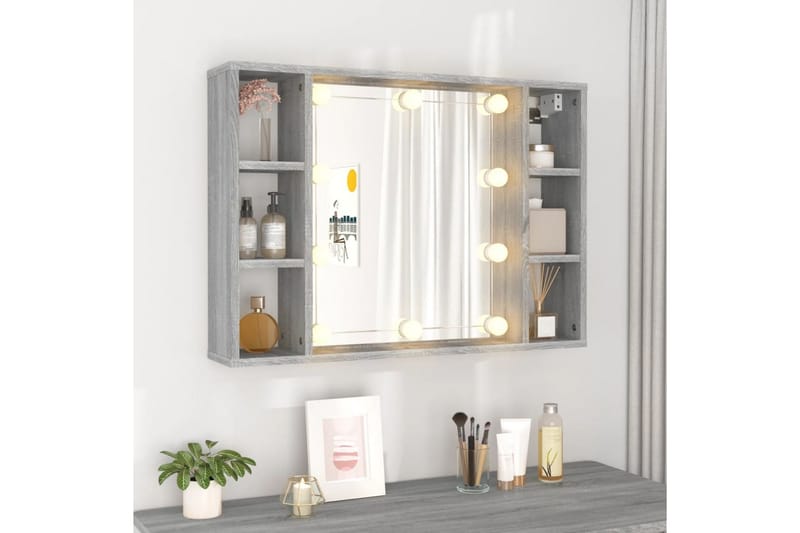 beBasic Speilskap med LED grå sonoma 76x15x55 cm - GrÃ¥ - Hus & oppussing - Kjøkken & bad - Baderom - Baderomsmøbler & baderomsinnredning - Speilskap