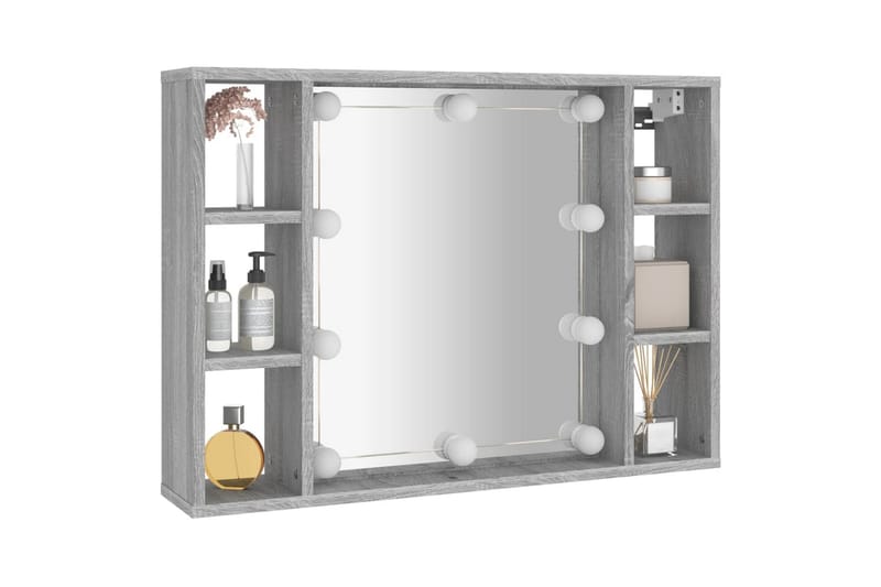 beBasic Speilskap med LED grå sonoma 76x15x55 cm - GrÃ¥ - Hus & oppussing - Kjøkken & bad - Baderom - Baderomsmøbler & baderomsinnredning - Speilskap