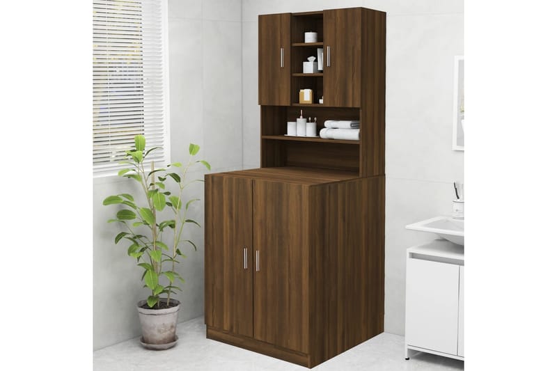 beBasic Vaskemaskinskap brun eik 70,5x25,5x90 cm - Hus & oppussing - Kjøkken & bad - Baderom - Baderomsmøbler & baderomsinnredning - Baderomsskap