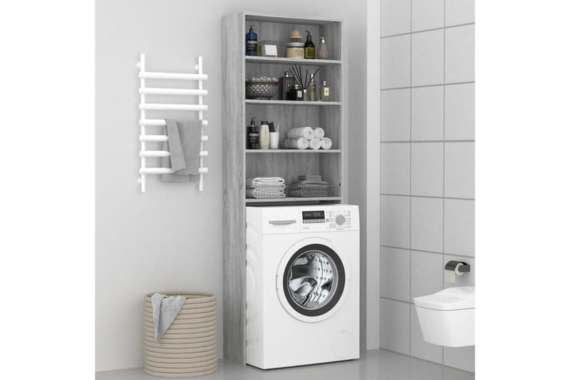 beBasic Vaskemaskinskap grå sonoma 64x24x190 cm - Hus & oppussing - Kjøkken & bad - Baderom - Baderomsmøbler & baderomsinnredning - Baderomsskap