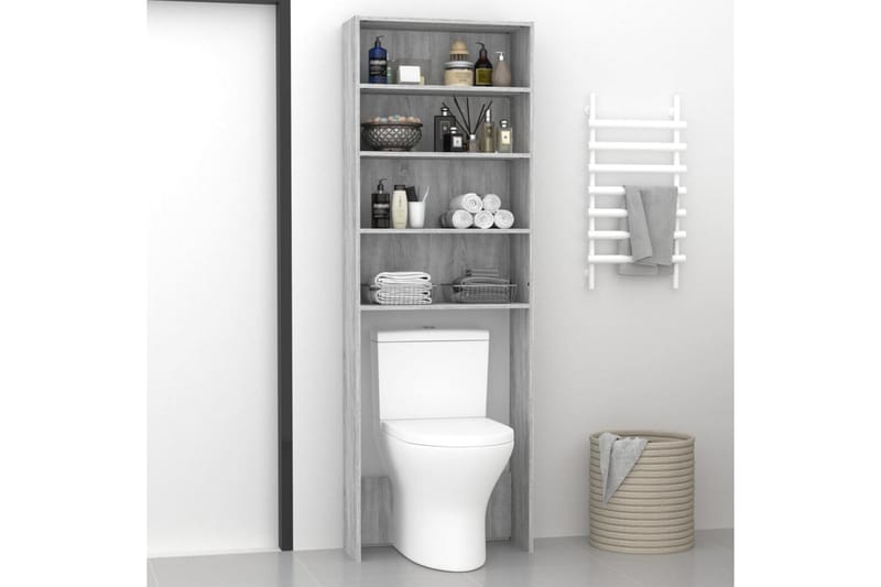beBasic Vaskemaskinskap grå sonoma 64x24x190 cm - Hus & oppussing - Kjøkken & bad - Baderom - Baderomsmøbler & baderomsinnredning - Baderomsskap