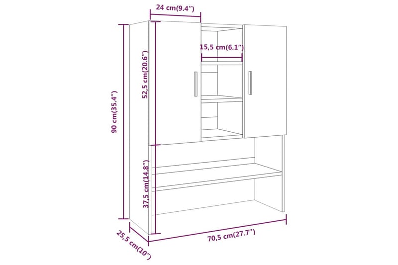 beBasic Vaskemaskinskap røkt eik 70,5x25,5x90 cm - Hus & oppussing - Kjøkken & bad - Baderom - Baderomsmøbler & baderomsinnredning - Baderomsskap