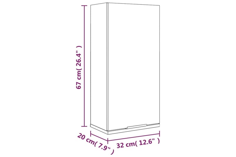 beBasic Vegghengt baderomsskap brun eik 32x20x67 cm - Brun - Veggskap & høyskap - Baderomsskap