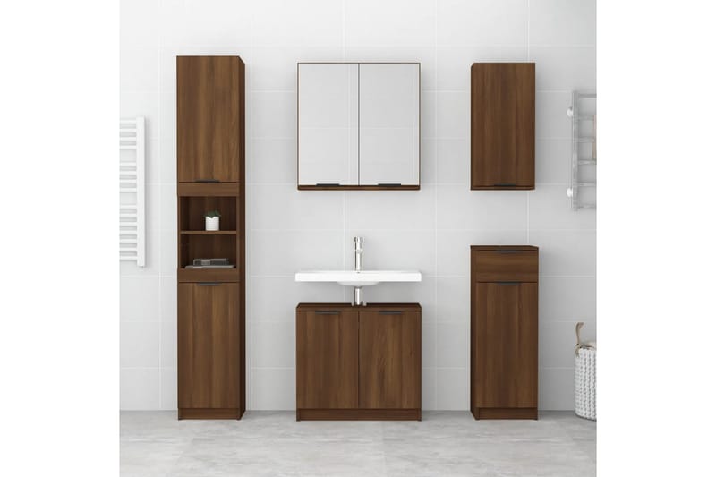 beBasic Vegghengt baderomsskap brun eik 32x20x67 cm - Brun - Hus & oppussing - Kjøkken & bad - Baderom - Baderomsmøbler & baderomsinnredning - Baderomsskap