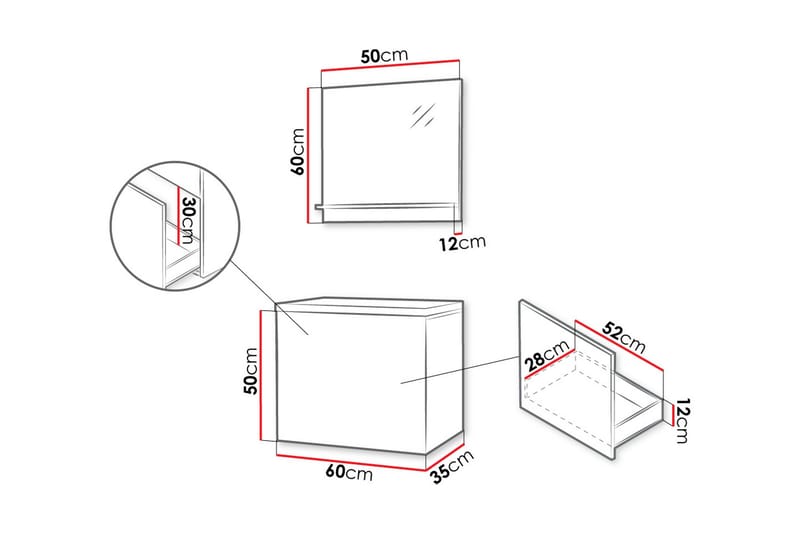 Bubup Møbelsett til Bad - Hus & oppussing - Kjøkken & bad - Baderom - Baderomsmøbler & baderomsinnredning - Komplette møbelpakker
