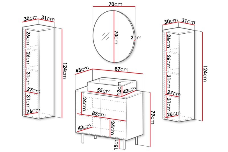 Casa Komplett Møbelpakke - Hvit - Hus & oppussing - Kjøkken & bad - Baderom - Baderomsmøbler & baderomsinnredning - Komplette møbelpakker