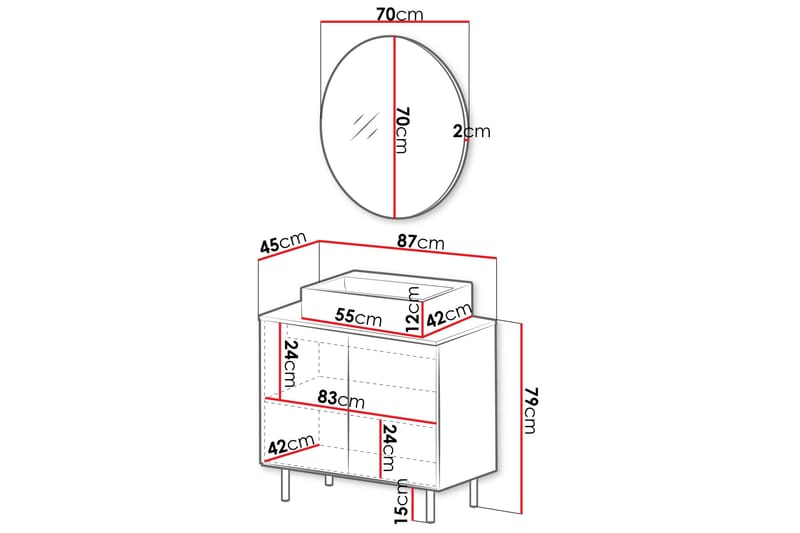 Casa Servantskap - Svart - Hus & oppussing - Kjøkken & bad - Baderom - Baderomsmøbler & baderomsinnredning - Servantskap & kommode