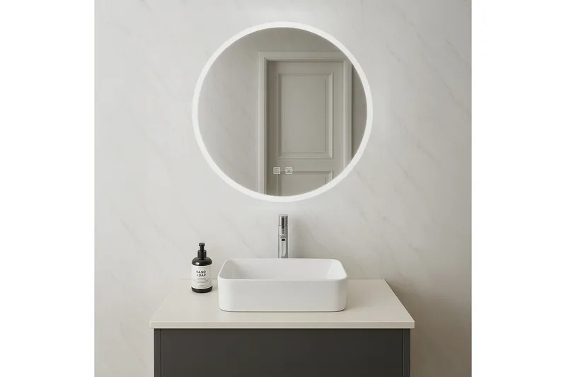 Clas Rundt Baderomsspeil med LED-belysning 100 cm - Anti-Fog og Touch-Kontroll - Hus & oppussing - Kjøkken & bad - Baderom - Baderomsmøbler & baderomsinnredning - Baderomsspeil