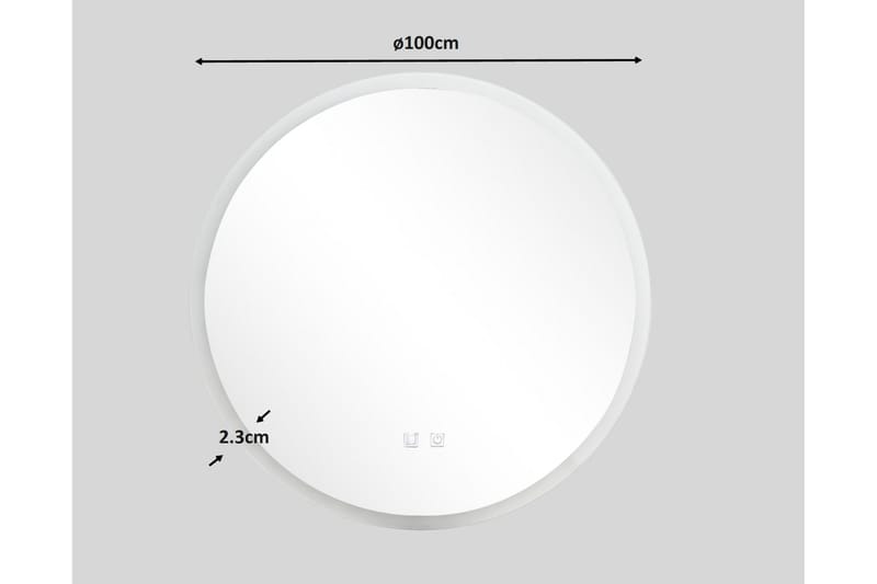 Clas Rundt Baderomsspeil med LED-belysning 100 cm - Anti-Fog og Touch-Kontroll - Hus & oppussing - Kjøkken & bad - Baderom - Baderomsmøbler & baderomsinnredning - Baderomsspeil