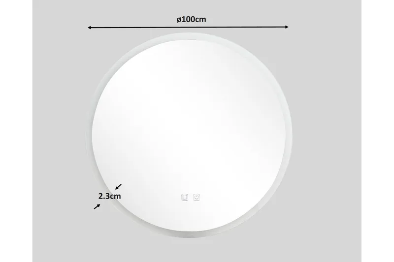 Clas Rundt Baderomsspeil med LED-belysning 100 cm - Anti-Fog og Touch-Kontroll - Hus & oppussing - Kjøkken & bad - Baderom - Baderomsmøbler & baderomsinnredning - Baderomsspeil