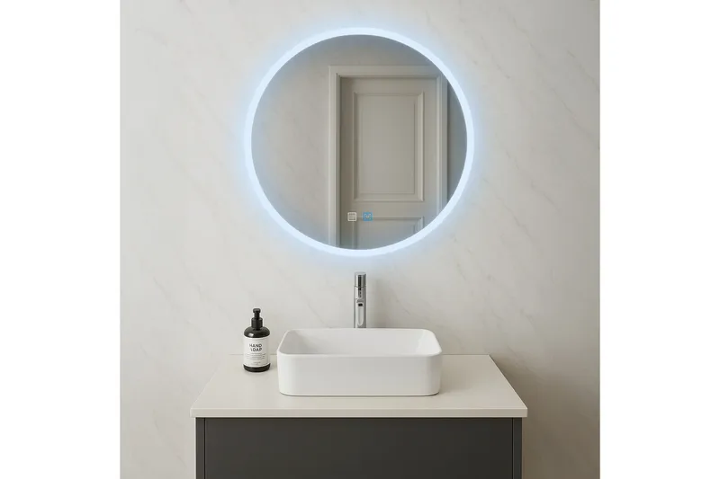 Clas Rundt Baderomsspeil med LED-belysning 100 cm - Anti-Fog og Touch-Kontroll - Hus & oppussing - Kjøkken & bad - Baderom - Baderomsmøbler & baderomsinnredning - Baderomsspeil