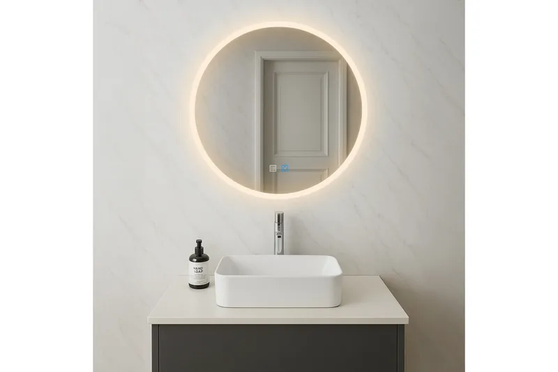 Clas Rundt Baderomsspeil med LED-belysning 100 cm - Anti-Fog og Touch-Kontroll - Hus & oppussing - Kjøkken & bad - Baderom - Baderomsmøbler & baderomsinnredning - Baderomsspeil