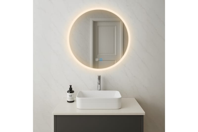 Clas Rundt Baderomsspeil med LED-belysning 100 cm - Anti-Fog og Touch-Kontroll - Hus & oppussing - Kjøkken & bad - Baderom - Baderomsmøbler & baderomsinnredning - Baderomsspeil