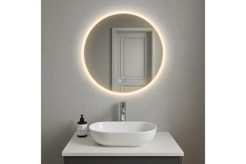 Clas Rundt Baderomsspeil med LED-belysning 120 cm - Anti-Fog og Touch-Kontroll - Hus & oppussing - Kjøkken & bad - Baderom - Baderomsmøbler & baderomsinnredning - Baderomsspeil