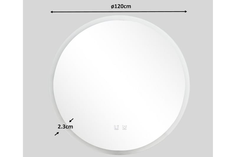 Clas Rundt Baderomsspeil med LED-belysning 120 cm - Anti-Fog og Touch-Kontroll - Hus & oppussing - Kjøkken & bad - Baderom - Baderomsmøbler & baderomsinnredning - Baderomsspeil