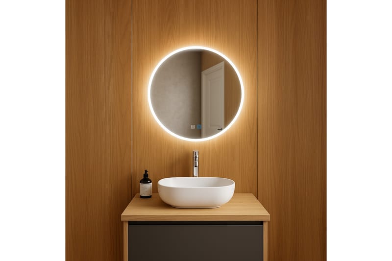 Clas Rundt Baderomsspeil med LED-belysning 60 cm - Anti-Fog og Touch-Kontroll - Hus & oppussing - Kjøkken & bad - Baderom - Baderomsmøbler & baderomsinnredning - Baderomsspeil