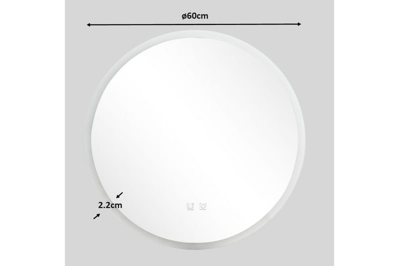 Clas Rundt Baderomsspeil med LED-belysning 60 cm - Anti-Fog og Touch-Kontroll - Hus & oppussing - Kjøkken & bad - Baderom - Baderomsmøbler & baderomsinnredning - Baderomsspeil