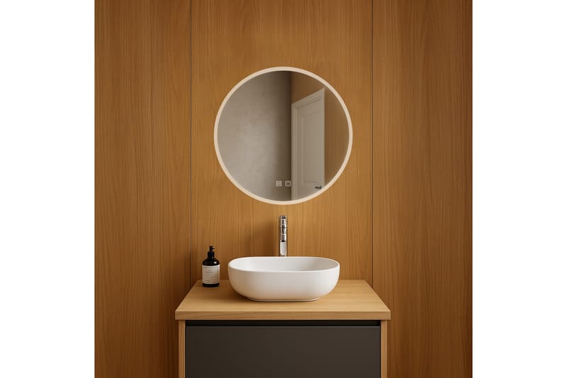 Clas Rundt Baderomsspeil med LED-belysning 60 cm - Anti-Fog og Touch-Kontroll - Hus & oppussing - Kjøkken & bad - Baderom - Baderomsmøbler & baderomsinnredning - Baderomsspeil