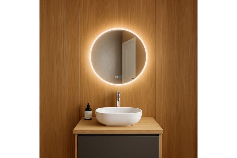 Clas Rundt Baderomsspeil med LED-belysning 60 cm - Anti-Fog og Touch-Kontroll - Hus & oppussing - Kjøkken & bad - Baderom - Baderomsmøbler & baderomsinnredning - Baderomsspeil