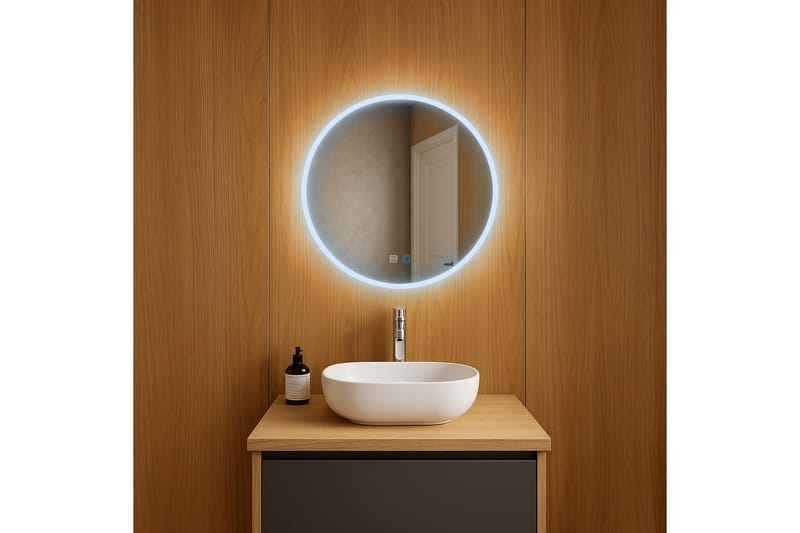 Clas Rundt Baderomsspeil med LED-belysning 60 cm - Anti-Fog og Touch-Kontroll - Hus & oppussing - Kjøkken & bad - Baderom - Baderomsmøbler & baderomsinnredning - Baderomsspeil