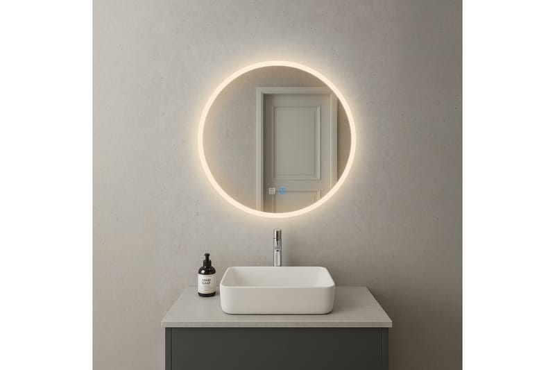 Clas Rundt Baderomsspeil med LED-belysning 80 cm - Anti-Fog og Touch-Kontroll - Hus & oppussing - Kjøkken & bad - Baderom - Baderomsmøbler & baderomsinnredning - Baderomsspeil