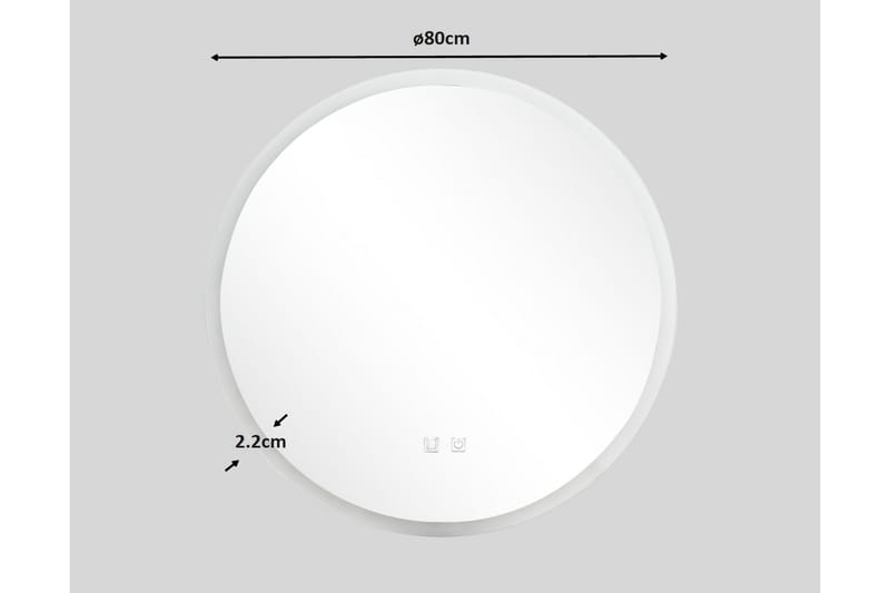Clas Rundt Baderomsspeil med LED-belysning 80 cm - Anti-Fog og Touch-Kontroll - Hus & oppussing - Kjøkken & bad - Baderom - Baderomsmøbler & baderomsinnredning - Baderomsspeil
