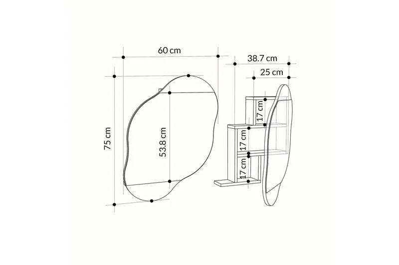 Dartmoor Baderomsspeil 60 cm Rektangulært - Hvit Marmor - Hus & oppussing - Kjøkken & bad - Baderom - Baderomsmøbler & baderomsinnredning - Baderomsspeil