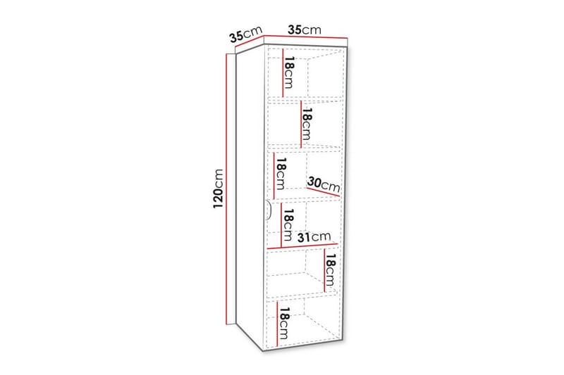 Glenndale Vegghengt Skap 35x35 cm - Hvid - Baderomsskap - Veggskap & høyskap