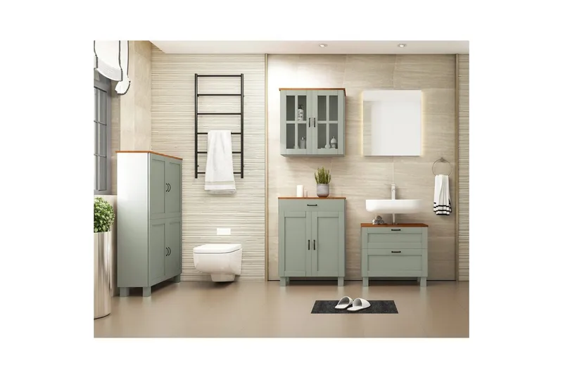 Høyskap til bad Loft24 Alby høyskap til bad 130x75x30 cm Grön - Hus & oppussing - Kjøkken & bad - Baderom - Baderomsmøbler & baderomsinnredning - Baderomsskap