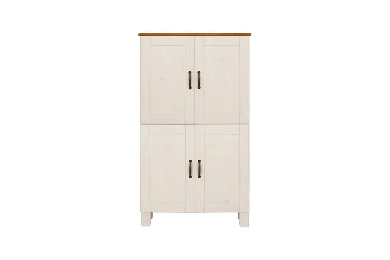 Høyskap til bad Loft24 Baderomsskap Alby 75x30x130 cm, hvit/honning Vit,Ljusbrun - Hus & oppussing - Kjøkken & bad - Baderom - Baderomsmøbler & baderomsinnredning - Baderomsskap