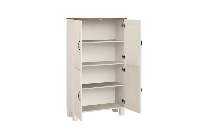 Høyskap til bad Loft24 Baderomsskap Alby 75x30x130 cm, hvit/honning Vit,Ljusbrun - Hus & oppussing - Kjøkken & bad - Baderom - Baderomsmøbler & baderomsinnredning - Baderomsskap