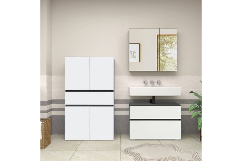 Høyskap til bad Loft24 Wisla Høyskap til bad 130x76x35 cm Grå - Hus & oppussing - Kjøkken & bad - Baderom - Baderomsmøbler & baderomsinnredning - Baderomsskap