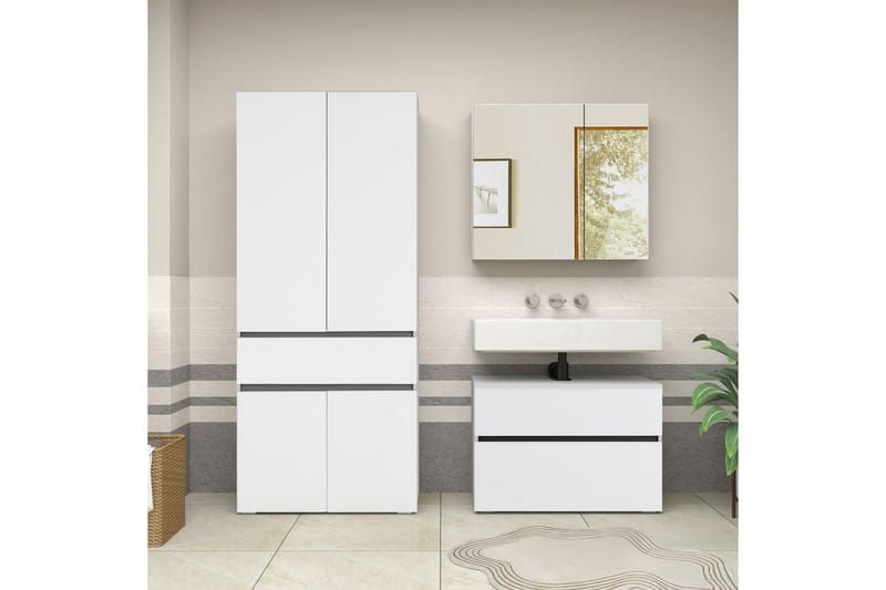 Høyskap til bad Loft24 Wisla høyskap til bad 180x76x37 cm Vit - Hus & oppussing - Kjøkken & bad - Baderom - Baderomsmøbler & baderomsinnredning - Baderomsskap