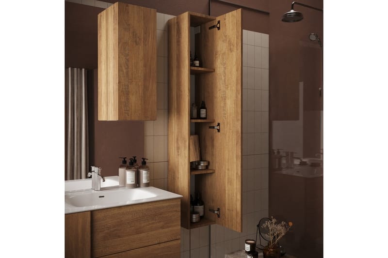 Helmund Högskåp Badrum 25x138 cm - Svart - Hus & oppussing - Kjøkken & bad - Baderom - Baderomsmøbler & baderomsinnredning - Baderomsskap