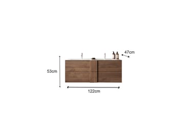Helmund Tvättställsskåp 122x53 cm - Svart Brun - Hus & oppussing - Kjøkken & bad - Baderom - Baderomsmøbler & baderomsinnredning - Servantskap & kommode