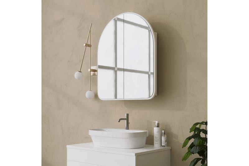 Heren Overskap med speil 45 cm - Hvit - Speilskap