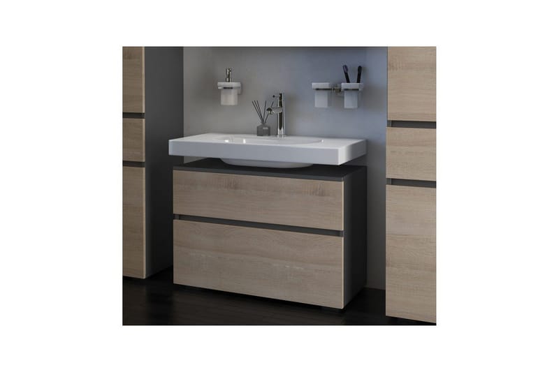 Högskåp till badrum Loft24 Tvättställsskåp Wisla Graphite Grey, Dark Colored Wood - Hus & oppussing - Kjøkken & bad - Baderom - Baderomsmøbler & baderomsinnredning - Baderomsskap