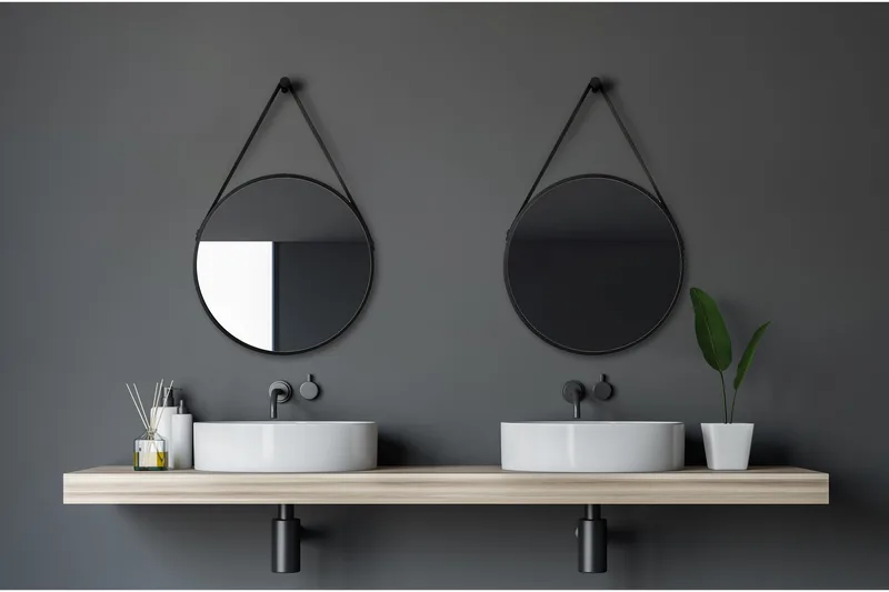 Knutby Speil 50 cm Rund, Svart