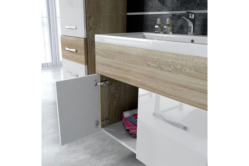 Alba Baderomsett - Eik/Hvit/Høyglans - Hus & oppussing - Kjøkken & bad - Baderom - Baderomsmøbler & baderomsinnredning - Komplette møbelpakker