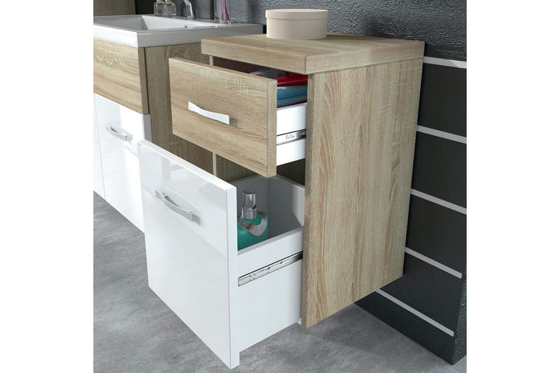 Alba Baderomsett - Eik/Hvit/Høyglans - Hus & oppussing - Kjøkken & bad - Baderom - Baderomsmøbler & baderomsinnredning - Komplette møbelpakker