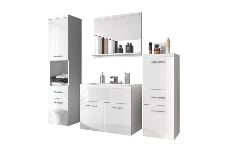 Alba Baderomsett - Hvit/Høyglans - Hus & oppussing - Kjøkken & bad - Baderom - Baderomsmøbler & baderomsinnredning - Komplette møbelpakker