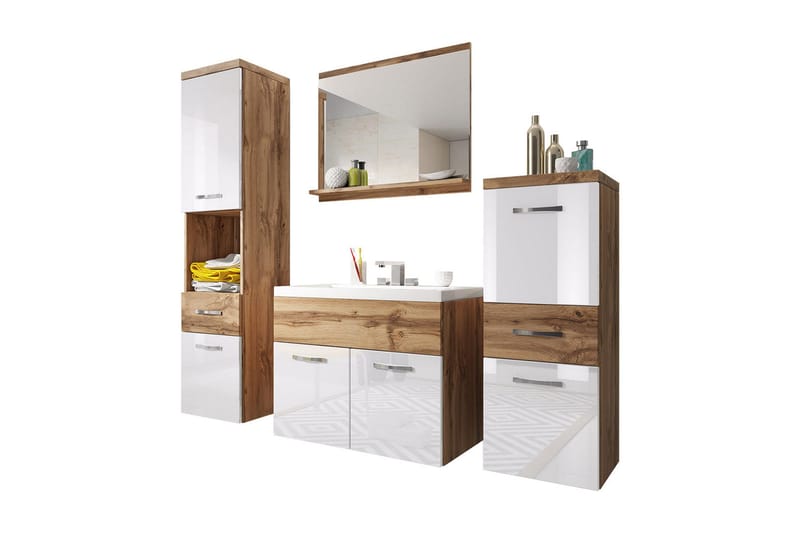 Alba Baderomsett - Hvit/Høyglans - Hus & oppussing - Kjøkken & bad - Baderom - Baderomsmøbler & baderomsinnredning - Komplette møbelpakker