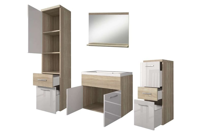 Alba Baderomsett - Hvit/Høyglans - Hus & oppussing - Kjøkken & bad - Baderom - Baderomsmøbler & baderomsinnredning - Komplette møbelpakker