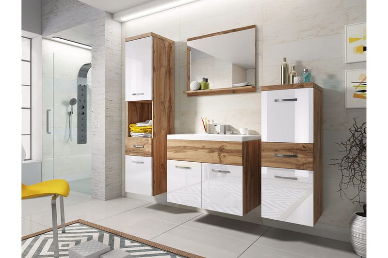 Alba Baderomsett - Hvit/Høyglans - Hus & oppussing - Kjøkken & bad - Baderom - Baderomsmøbler & baderomsinnredning - Komplette møbelpakker