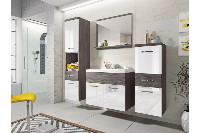 Alba Baderomsett, Hvit/Høyglans/Grå/Brun