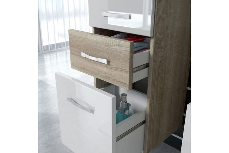 Alba Baderomsett - Hvit/Høyglans/Grå/Brun - Hus & oppussing - Kjøkken & bad - Baderom - Baderomsmøbler & baderomsinnredning - Komplette møbelpakker