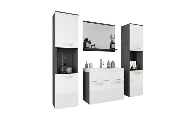 Baderomsmøbel - Hvit|Svart - Hus & oppussing - Kjøkken & bad - Baderom - Baderomsmøbler & baderomsinnredning - Komplette møbelpakker