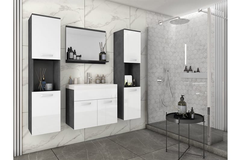 Baderomsmøbel - Hvit|Svart - Hus & oppussing - Kjøkken & bad - Baderom - Baderomsmøbler & baderomsinnredning - Komplette møbelpakker