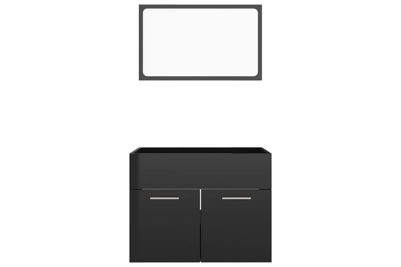 Baderomsmøbelsett 2 stk høyglans svart sponplate - Svart - Komplette møbelpakker